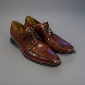 MEZLAN MENS SOLID COGNAC BROWN LACE-UP OXFORD TOE LEATHER DRESS SHOES-9.5 M
